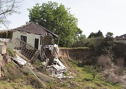 House partially collapsed as a result of sinkhole