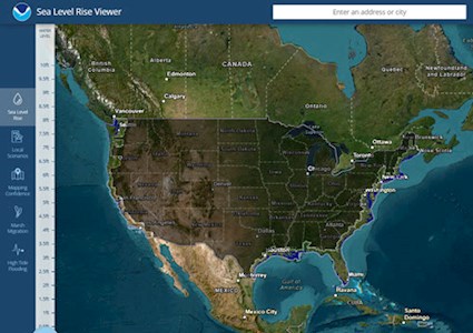 Screenshot of USGS Sea Level Rise tool